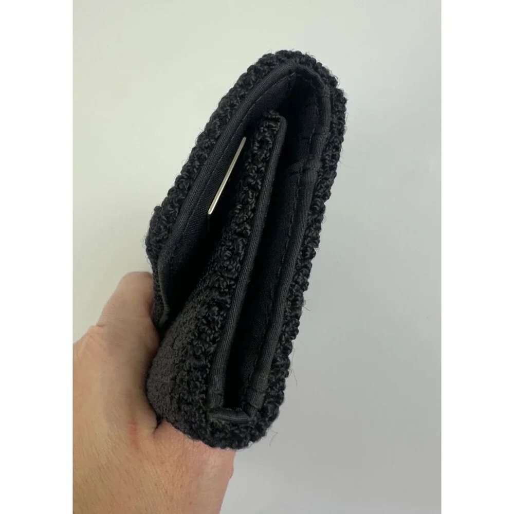 The Sak Crochet Black Shoulder Bag Double Round Handles Hobo With Wallet Snap